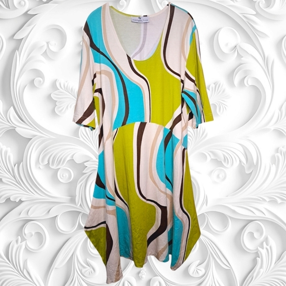 Ferdinand Flack Oddly Shaped Dress With Bright Print - Picture 2 of 6